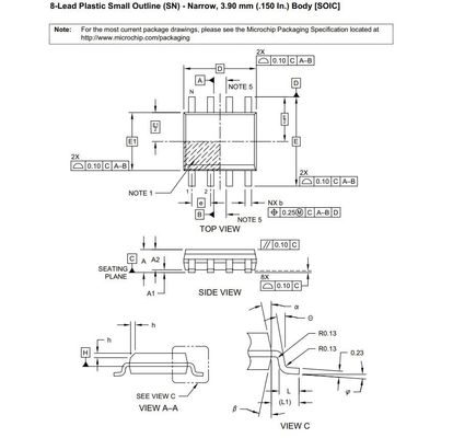 Microplaqueta automotivo EEPROM Serial-I2C 3.3V/5V 24LC02B-I/SN de 2K-Bit 256 x 8 de IC da memória